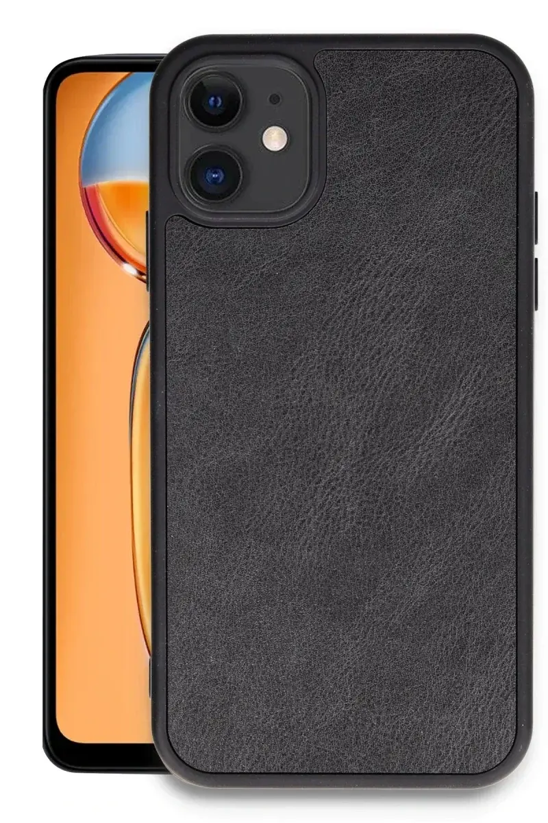 Apple iPhone 11 Kılıf Aras Deri Kapak - Siyah