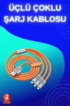 3 İn 1 Süper Hızlı Şarj Kablosu Android ve İOS Uyumlu Silikon Şarj Kablosu-1