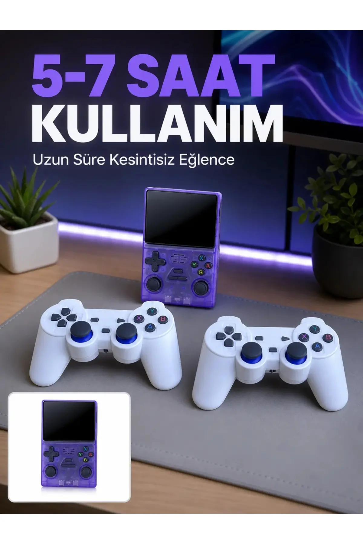 3.5 İnç IPS Ekranlı Çift Kablosuz Kollu Taşınabilir Retro Oyun Konsolu