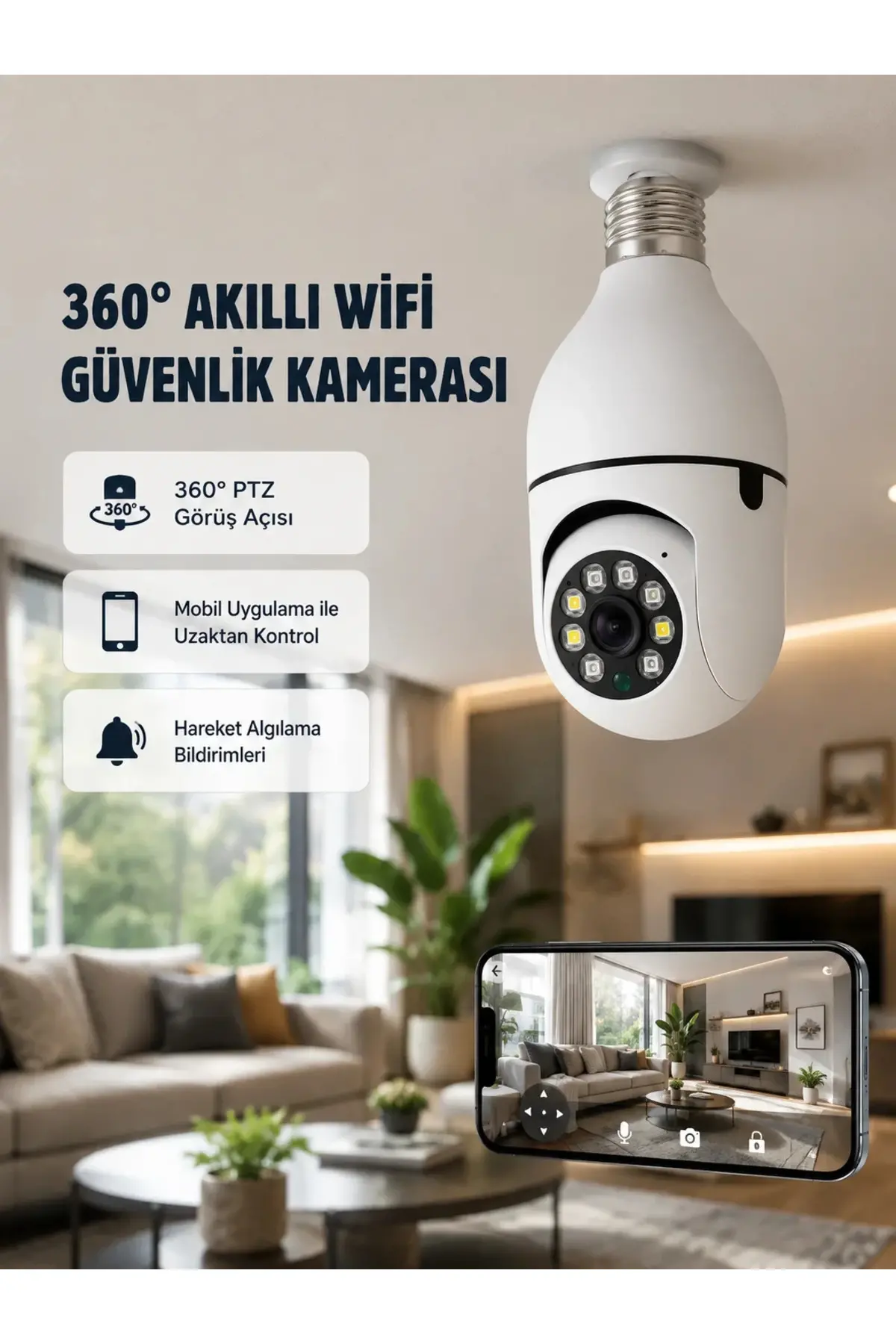 360 Derece Dönebilen Akıllı Duylu Kamera – PTZ, Uzaktan Kontrol, Hareket Algılama