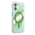 Onegif Apple İphone 16 Lotus Simli Magsafe Kapak - Yeşil-2
