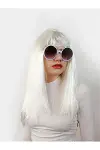 Beyaz Renk Uzun Düz Parti Peruğu-2