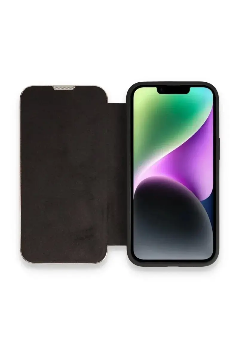 Apple iPhone 14 Pro Kılıf Dolpin Kapaklı - Siyah