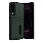 Samsung Galaxy S25 Edge Sara Kartvizitli Deri Kılıf - Koyu Yeşil-1