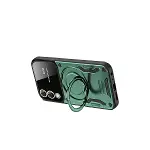 Samsung Galaxy S25 Edge Kılıf Joy Lens Standlı Kapak - Koyu Yeşil-2
