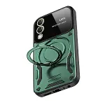 Samsung Galaxy S25 Edge Kılıf Joy Lens Standlı Kapak - Koyu Yeşil-4