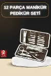 12 Parça Manikür Pedikür Seti Özel Deri Çanta El Ayak Bakımı Akne ve Sivilce Tezleme-1