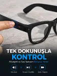 Siyah AI Destekli Akıllı Gözlük Dahili Kameralı Çoklu Dil Çeviri Bluetooth Müzik ve Arama Özellikli-1