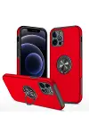 Apple iPhone 12 Pro Kılıf Elit Yüzüklü Kapak - Kırmızı-1