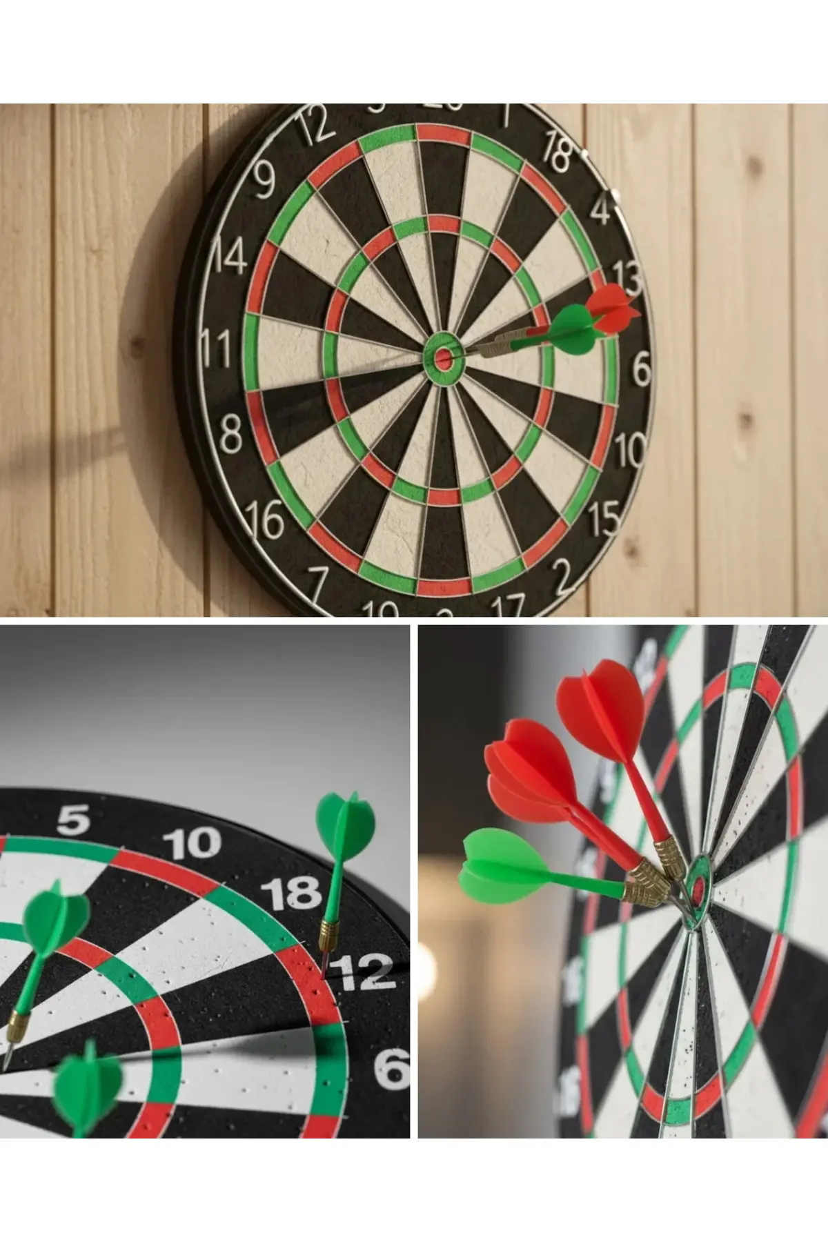 Kaliteli Ahşap Dart Tahtası 12 İnç 4 Adet Metal İğne Uçlu Ok