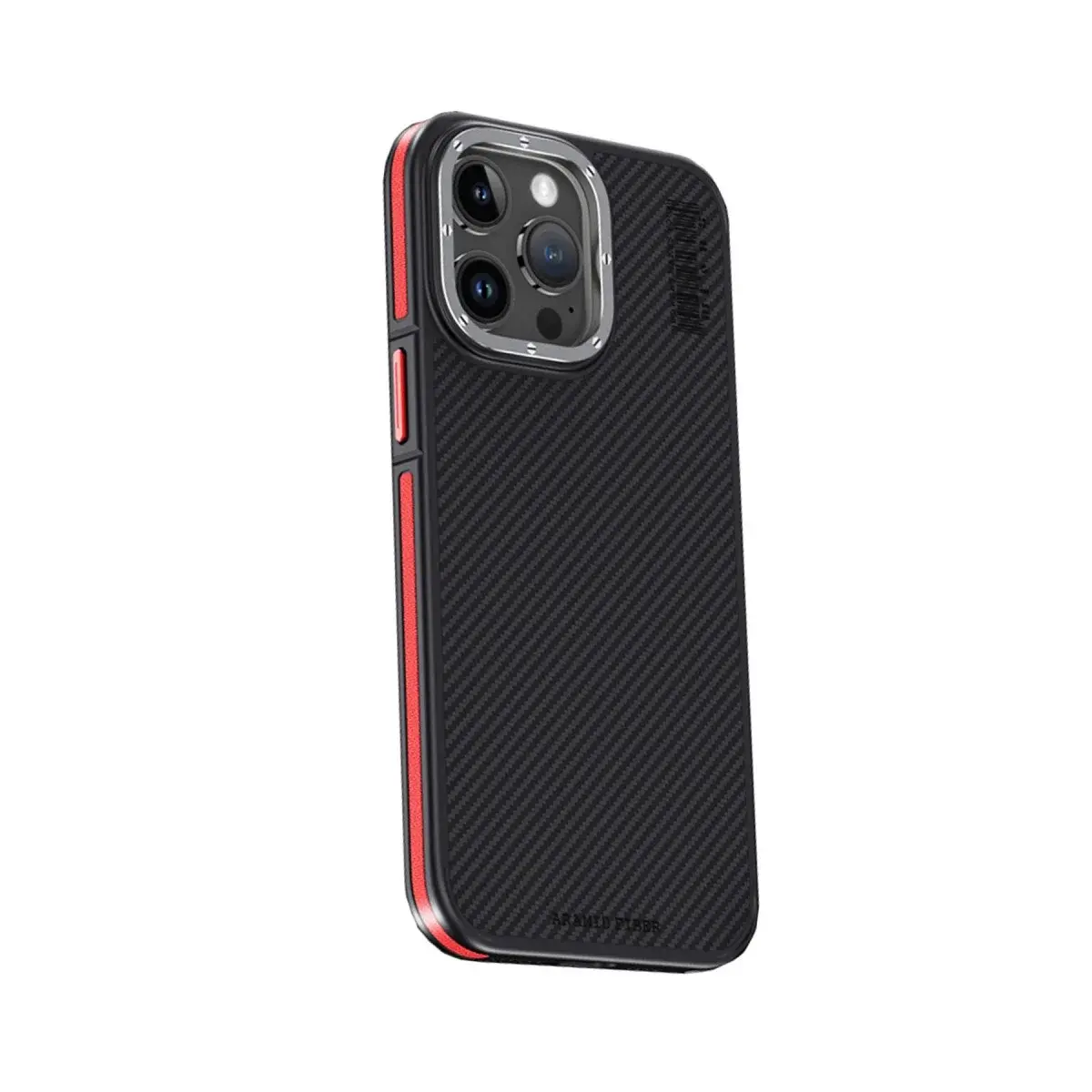 Joko Apple İphone 15 Pro Kılıf Arad 600d Kevlar Karbon Fiber Magsafe Kapak - Kırmızı