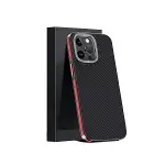 Joko Apple İphone 15 Pro Kılıf Arad 600d Kevlar Karbon Fiber Magsafe Kapak - Kırmızı-2