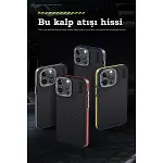 Joko Apple İphone 15 Pro Kılıf Arad 600d Kevlar Karbon Fiber Magsafe Kapak - Kırmızı-4