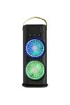 Şarjlı Buharlı Serinletici Fan RGB Işıklı Çift Pervaneli Masa Fanı-3