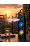 Şarjlı Buharlı Serinletici Fan RGB Işıklı Çift Pervaneli Masa Fanı-1