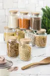 9 Lu Set Bambu Kapaklı Cam Kavanoz & Erzak Saklama Kabı 800 ml Orta Boy ( Vakum Kapak )-2