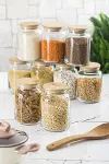 9 Lu Set Bambu Kapaklı Cam Kavanoz & Erzak Saklama Kabı 800 ml Orta Boy ( Vakum Kapak )-4