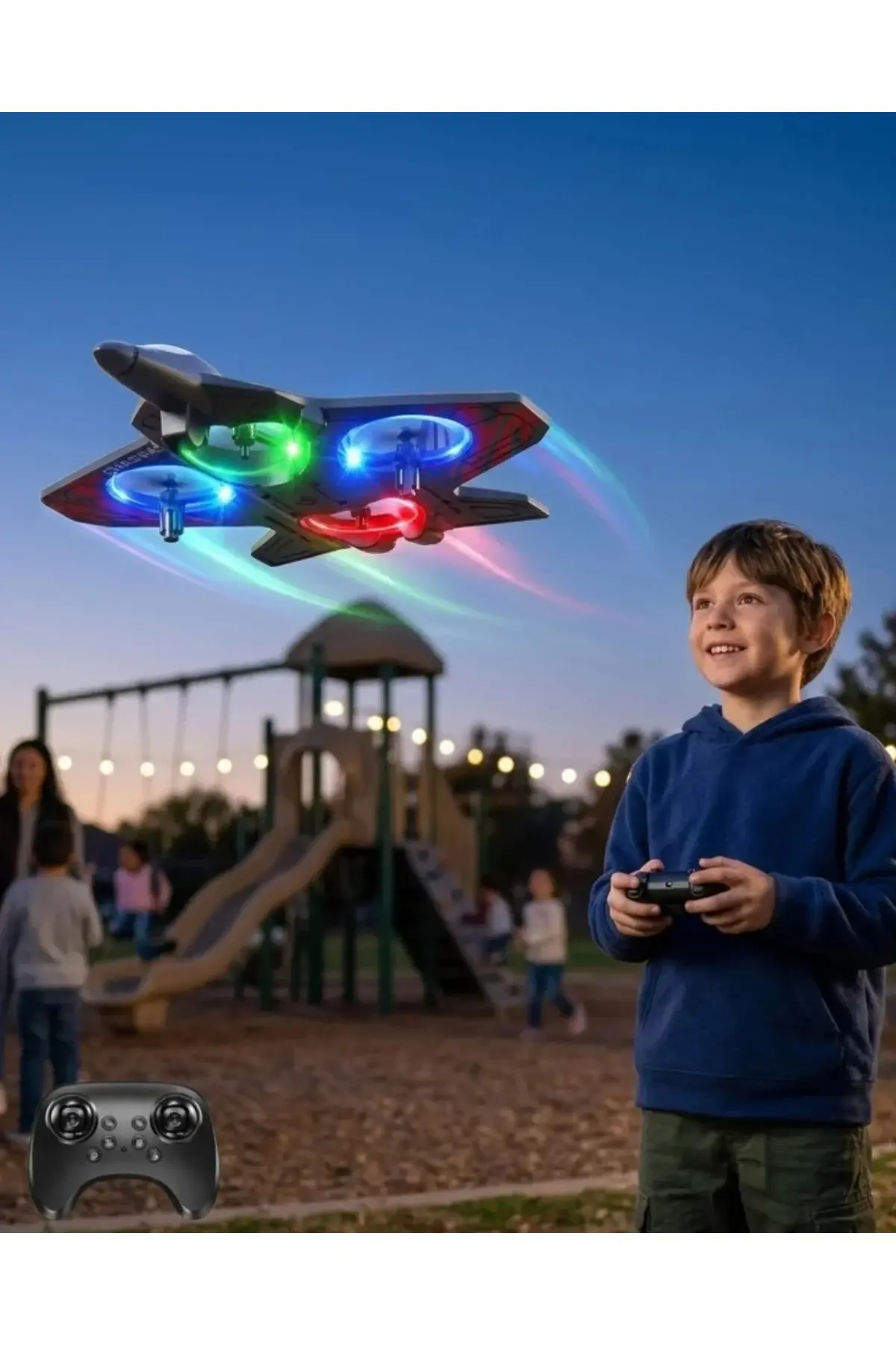 Uzaktan Kumandalı LED Işıklı Drone Uçak 360 Derece Dönüş Özellikli Oyuncak Drone