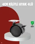 Mobilya İçin Kilitli 4 cm Tekerlek Ayak Seti-1