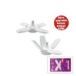 1+4 Kollu - Yapraklı Pervane Modeli Papatya Beyaz Led Lamba Ampul 40W - E27 P-6040B-1