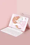 Apple iPad Pro 12.9 (2022) Kılıf KC01 Smart Klavyeli Tablet Kılıfı - Pembe-1
