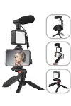Tripod Telefon Tutucu Kumandalı Mikrofon Led Işık Vlog Video Kayıt-3