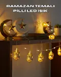 Ramazan Dekoru İçin Pilli LED Işık Altın Fener Tasarımlı-1