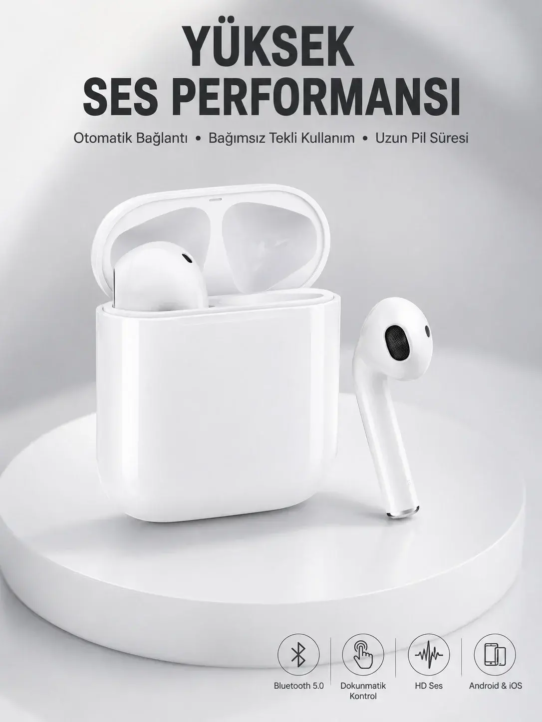 2. Nesil Bluetooth Android ve İOS Uyumlu Kablosuz Kulaklık Çağrı Cevaplama