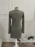 Kadın Uzun Kollu Bisiklet Yakalı Kısa Modal Elbise-6