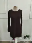 Kadın Uzun Kollu Bisiklet Yakalı Kısa Modal Elbise-4