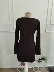 Kadın Uzun Kollu Bisiklet Yakalı Kısa Modal Elbise-6