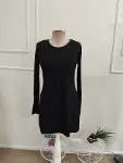 Kadın Uzun Kollu Bisiklet Yakalı Kısa Modal Elbise-4