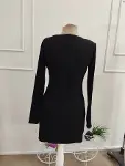 Kadın Uzun Kollu Bisiklet Yakalı Kısa Modal Elbise-6