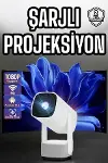 Şarjlı Projeksiyon Oyun Sinema Projektörü 4K HD Görüntü Kaliteli-1
