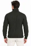 Erkek Balıkçı Yaka Tam Boğazlı Kalın Fitilli Regular Fit Triko Kazak - Füme-4