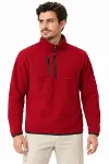 Erkek Polar Dik Yaka Yarım Fermuarlı Fermuarlı Göğüs Cepli Regular Fit Kışlık Sweatshirt - Bordo-2