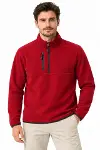 Erkek Polar Dik Yaka Yarım Fermuarlı Fermuarlı Göğüs Cepli Regular Fit Kışlık Sweatshirt - Bordo-3