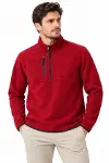 Erkek Polar Dik Yaka Yarım Fermuarlı Fermuarlı Göğüs Cepli Regular Fit Kışlık Sweatshirt - Bordo-1