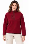 Polar Dik Yaka Yarım Fermuarlı Fermuarlı Göğüs Cepli Regular Fit Kışlık Sweatshirt - Bordo-2