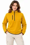 Polar Dik Yaka Yarım Fermuarlı Fermuarlı Göğüs Cepli Regular Fit Kışlık Sweatshirt - Hardal Sarısı-2