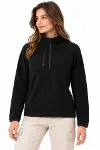 Polar Dik Yaka Yarım Fermuarlı Fermuarlı Göğüs Cepli Regular Fit Kışlık Sweatshirt - Siyah-2