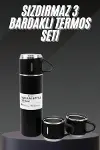 Termos Seti Paslanmaz Çelik 3 Bardaklı Vakumlu Termos Set 500 Ml 12 Saate Kadar Isı Koruma-2