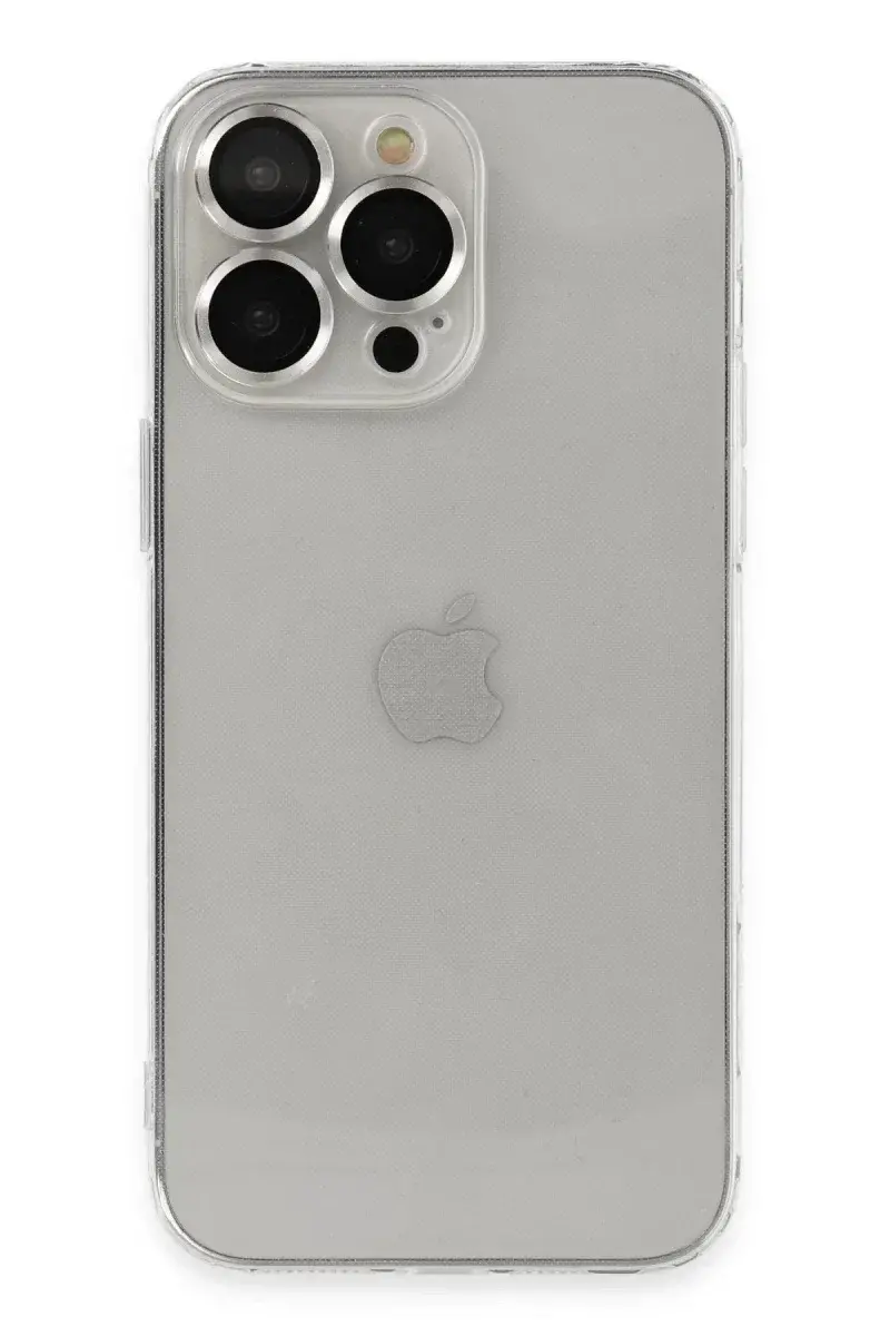 Apple iPhone 13 Pro Max Kılıf Luko Lens Silikon - Gümüş