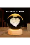 LED Işıklı Kalp Desenli Cam Küre Büyük Boy Ahşap Tabanlı-1
