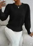 Kadın Uzun Kollu Bisiklet Yaka Triko Bluz-1