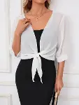 Kadın Truvakar Kol önden Bağlamalı Kısa şifon Bolero Ceket-2
