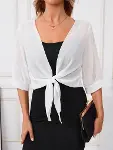 Kadın Truvakar Kol önden Bağlamalı Kısa şifon Bolero Ceket-6
