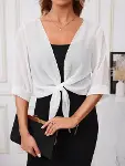 Kadın Truvakar Kol önden Bağlamalı Kısa şifon Bolero Ceket-1