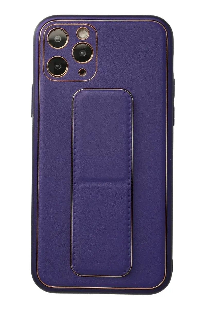 Apple iPhone 11 Pro Kılıf Coco Deri Standlı Kapak - Mor