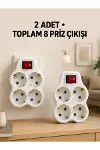 4’lü Priz Çoğaltıcı 2 Adet Set Kablosuz Duvar Tipi Anahtarlı Priz Çoklayıcı-1